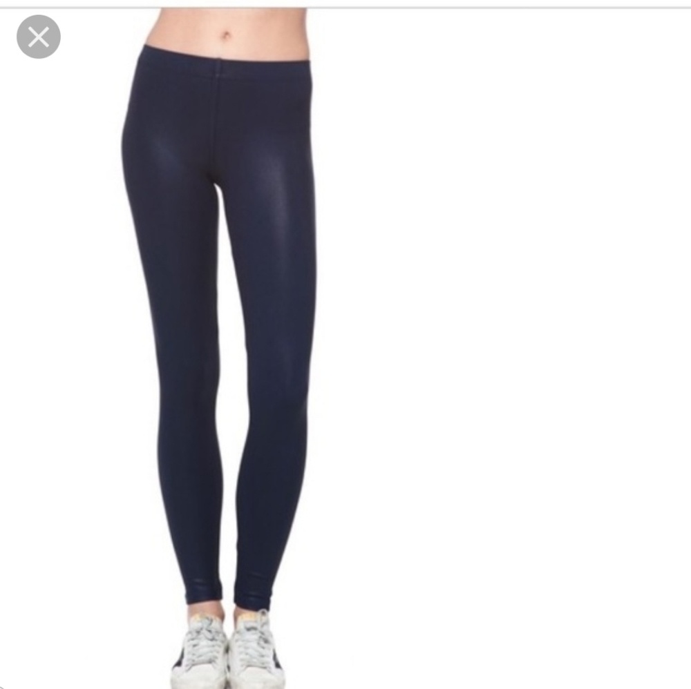 NWT David Lerner Coated Leggings Navy Blue   
